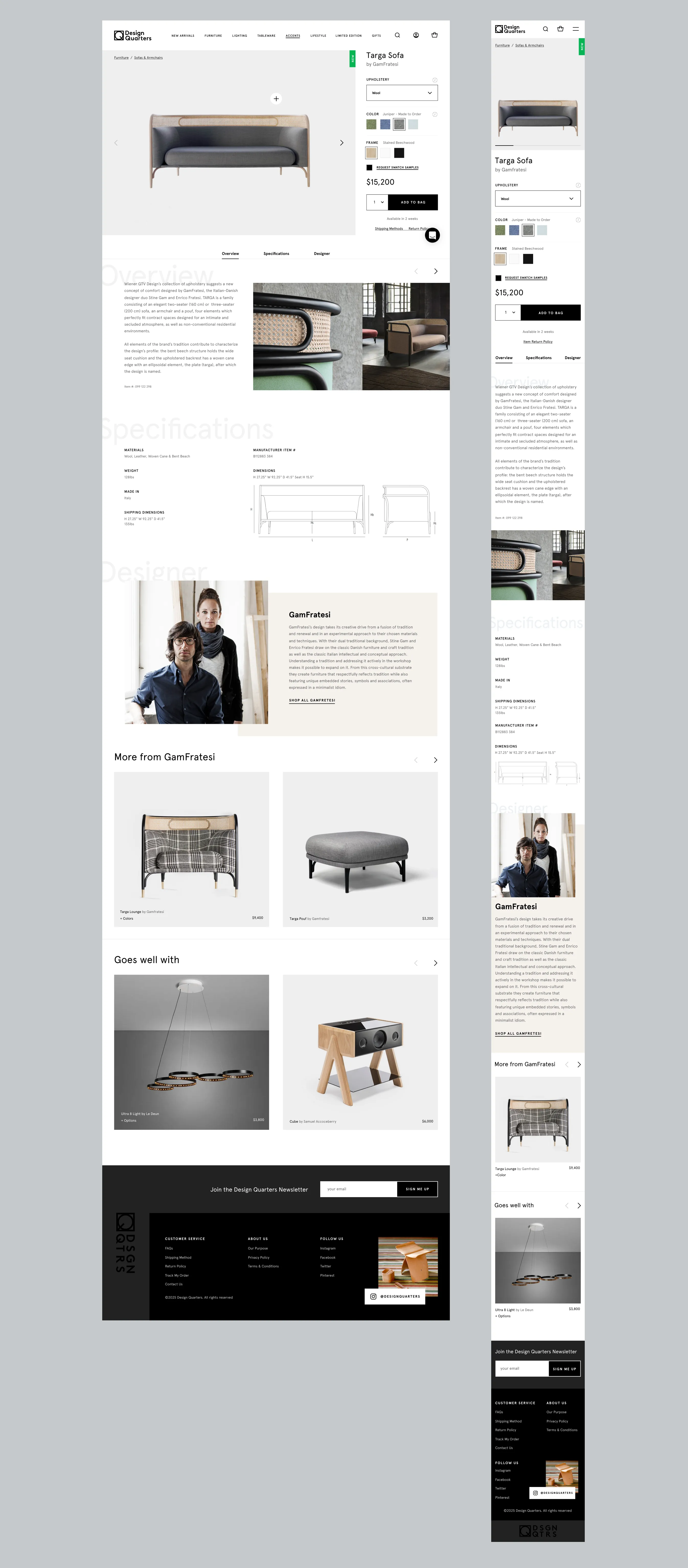 Product detail page led by photography