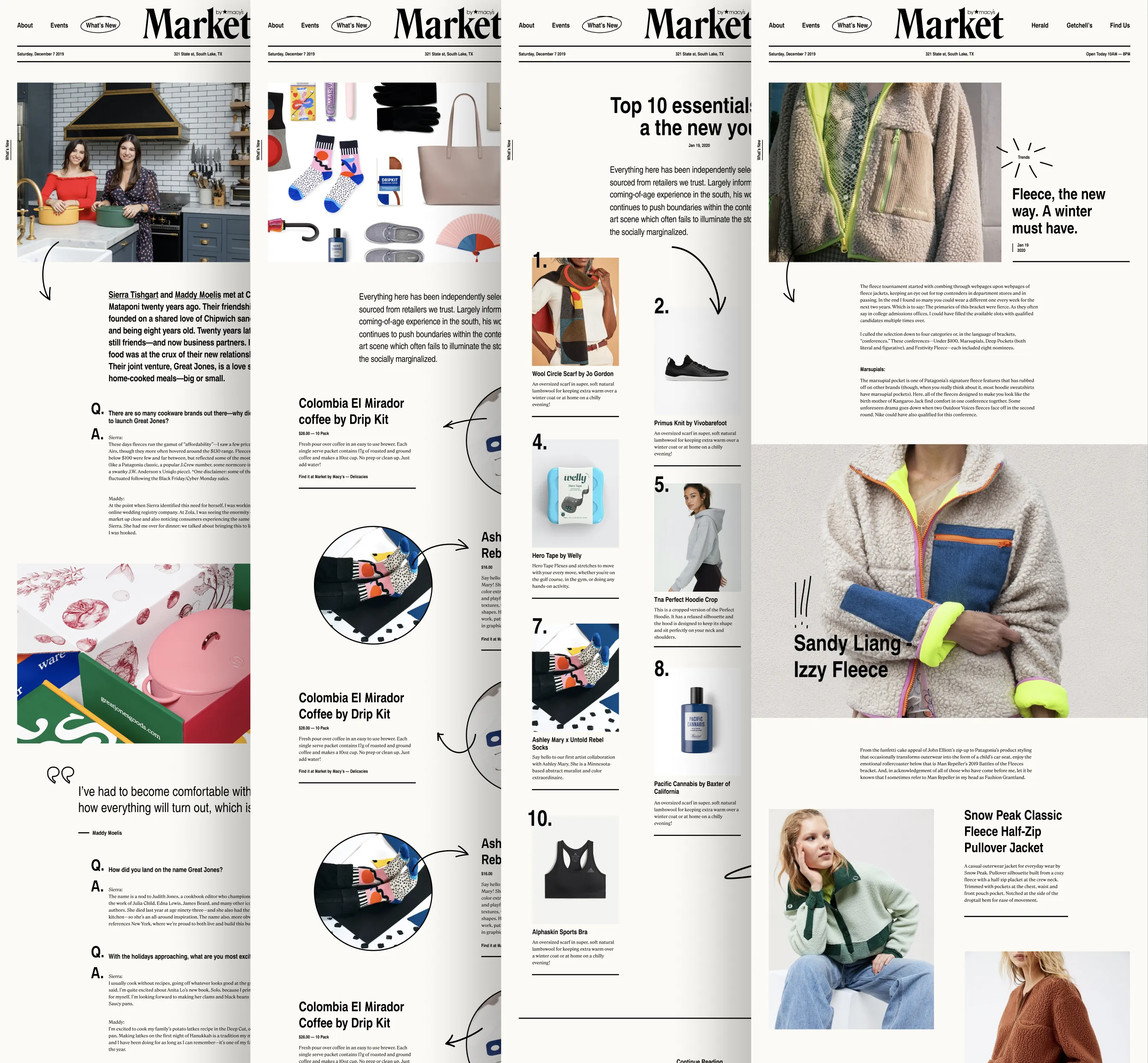 Article index with editorial layouts