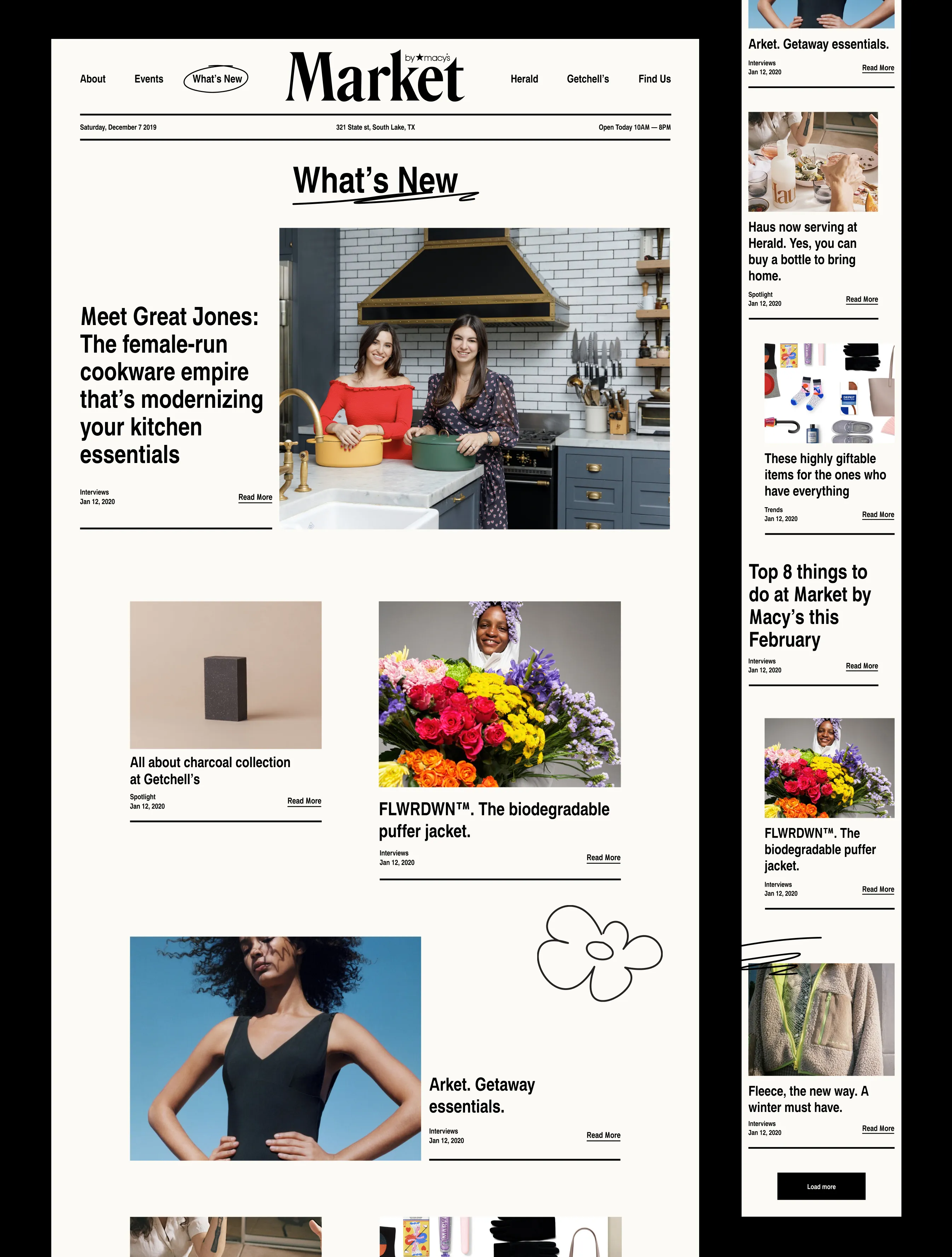 What's New section highlighting store finds