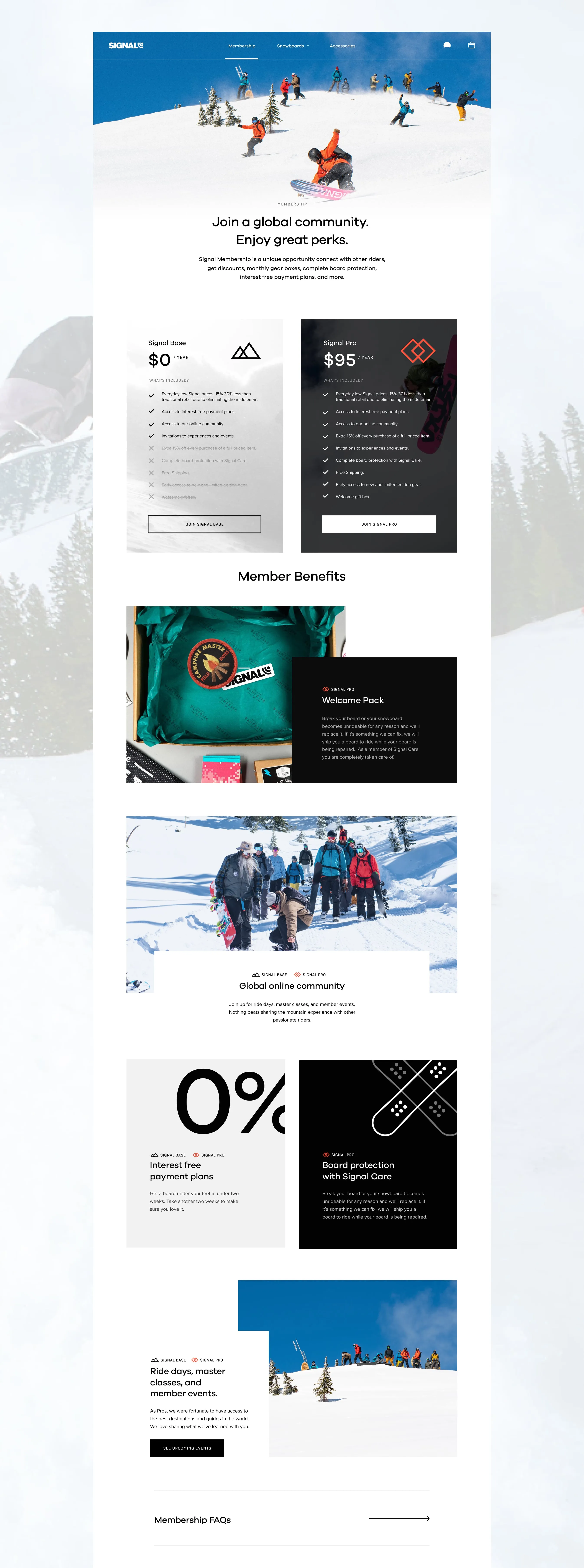 Signal membership landing page and its perks