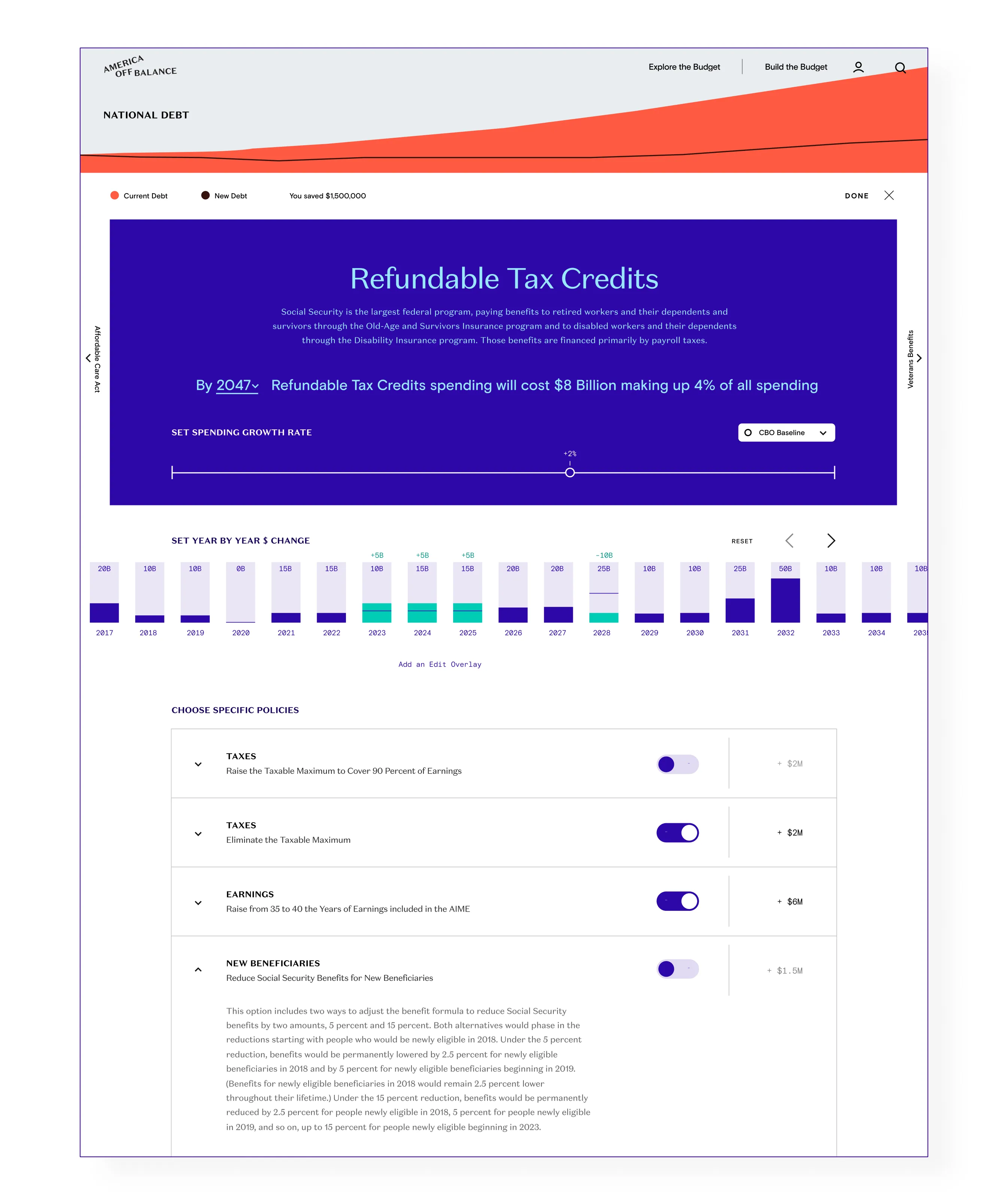 Budget calculator policy detail view