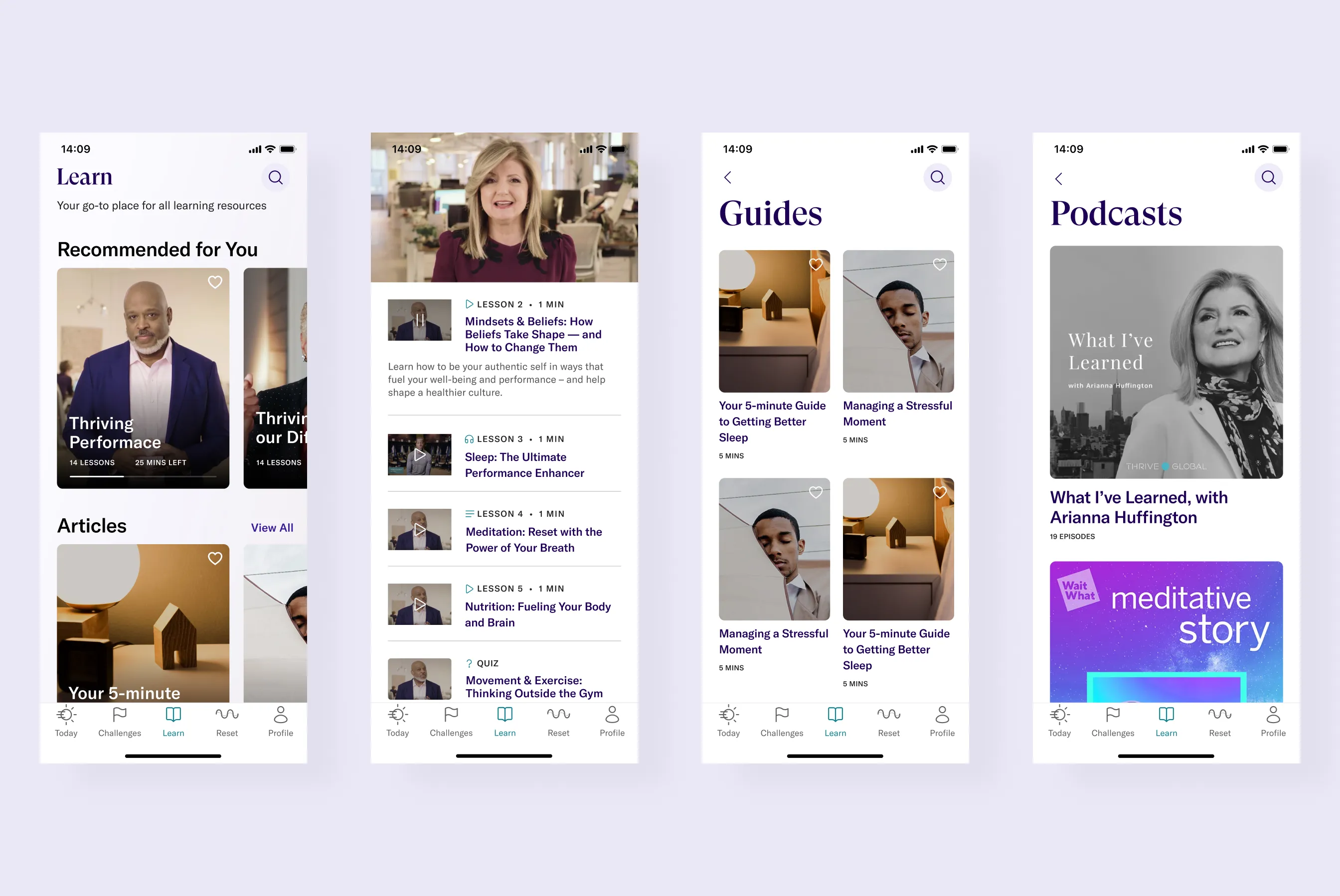 Learn section of the Thrive app